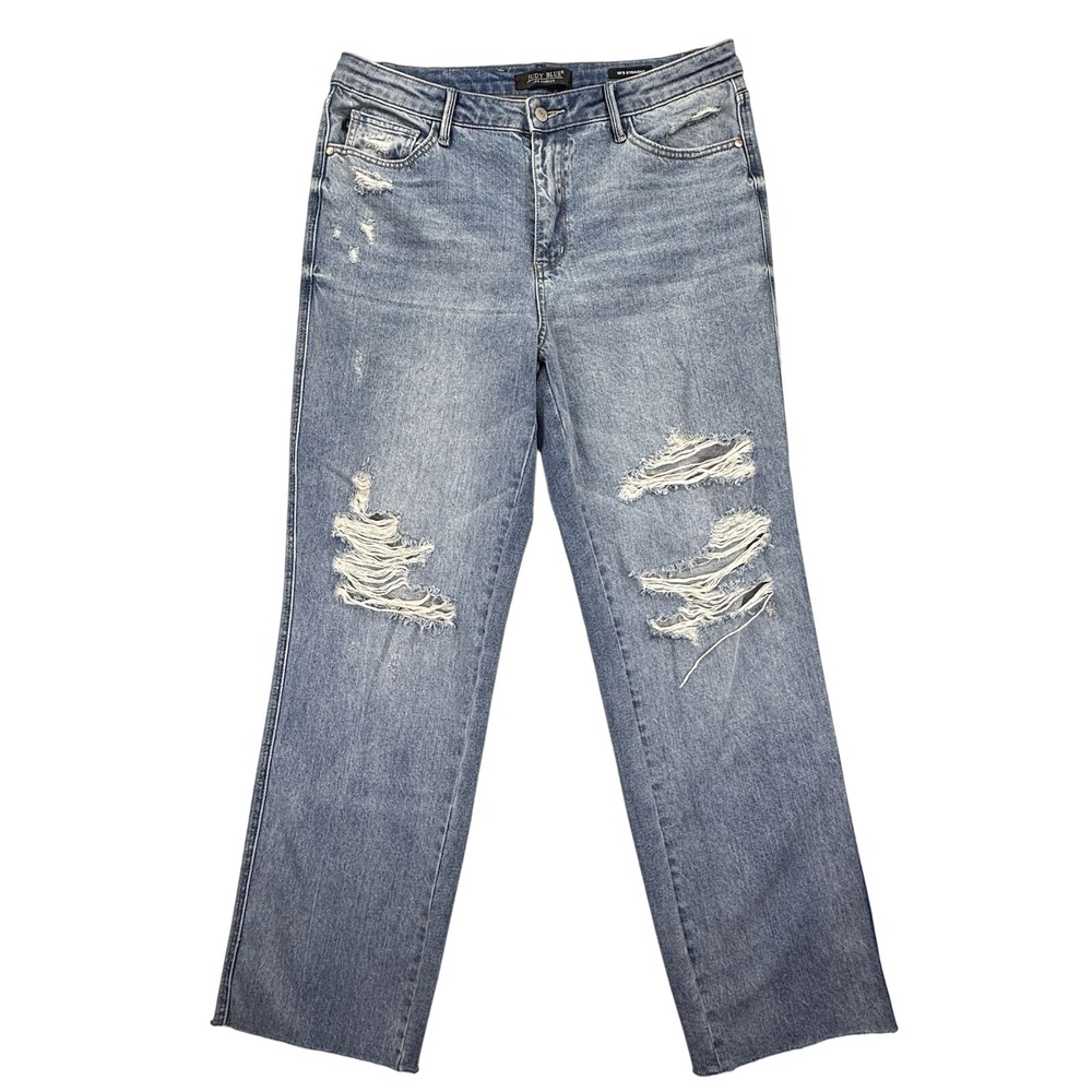Judy Blue 90s Straight Leg Distressed Jeans 13/31 Blue Distressed Grunge Y2K